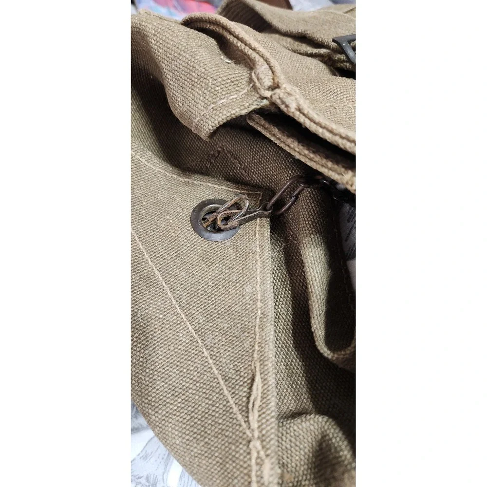 VYG Italian Military Canvas Duffel Bag Olive Drab Utility Bag Chain Closure